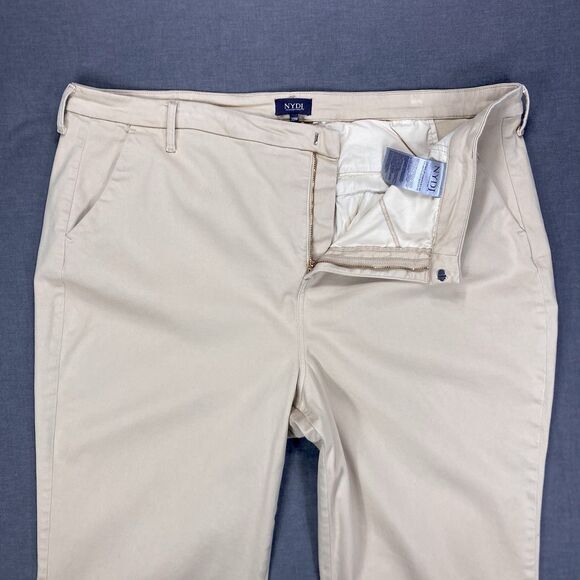 NYDJ Pants Womens Sz 20W Tan Khaki Marilyn Straight Leg Stretch Frayed Hem Ankle - Picture 5 of 16